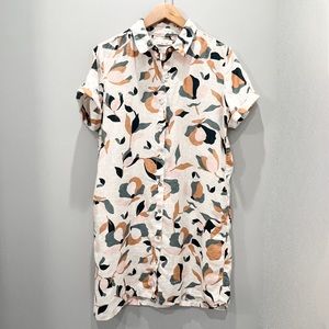 Rachel Zoe Linen Shift Dress Botanical Print with pockets M